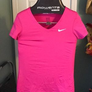 Pink nike pro v-neck